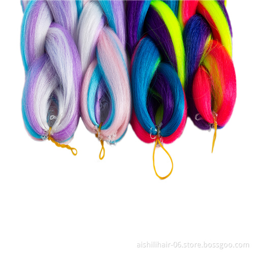 Aishili wholesale cheap 24inches 100g jumbo braiding candy blend color crochet hair extensions synthetic hair braiding